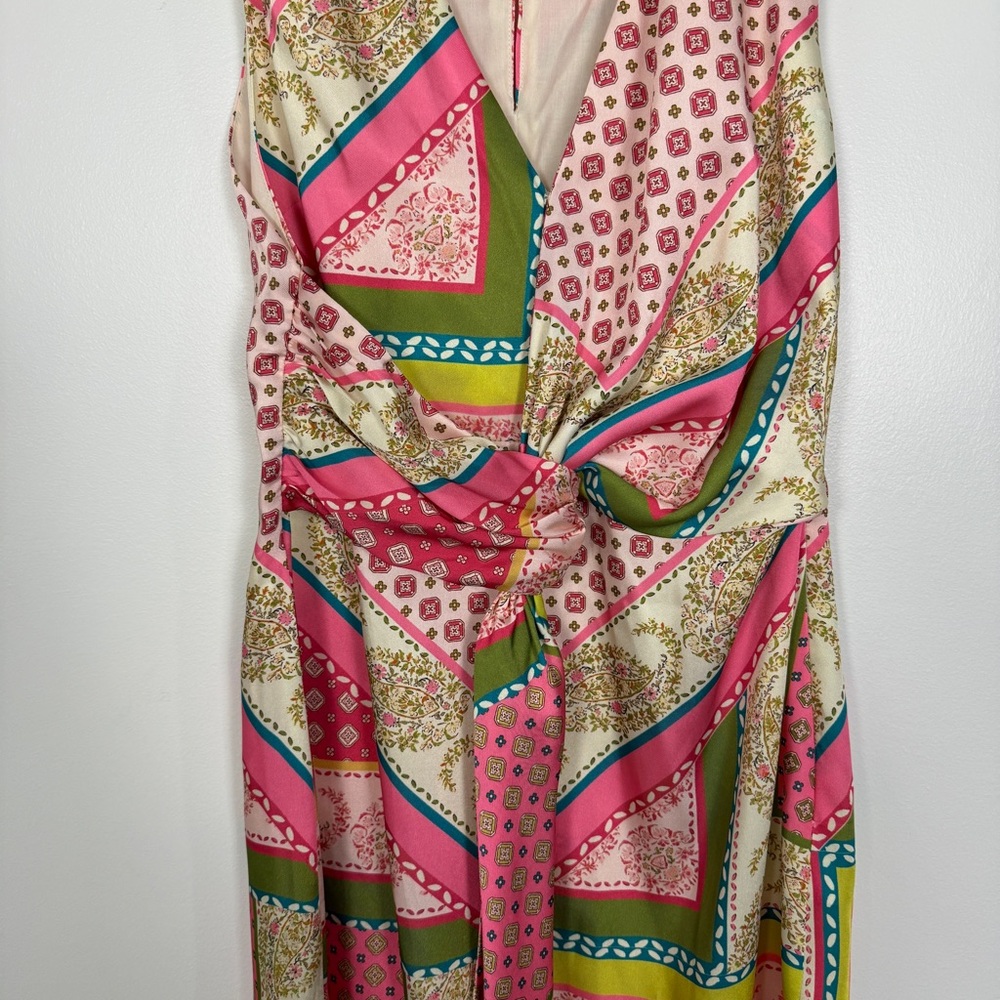 Zara Pink Green Patterned Mini Dress - Picture 6 of 8